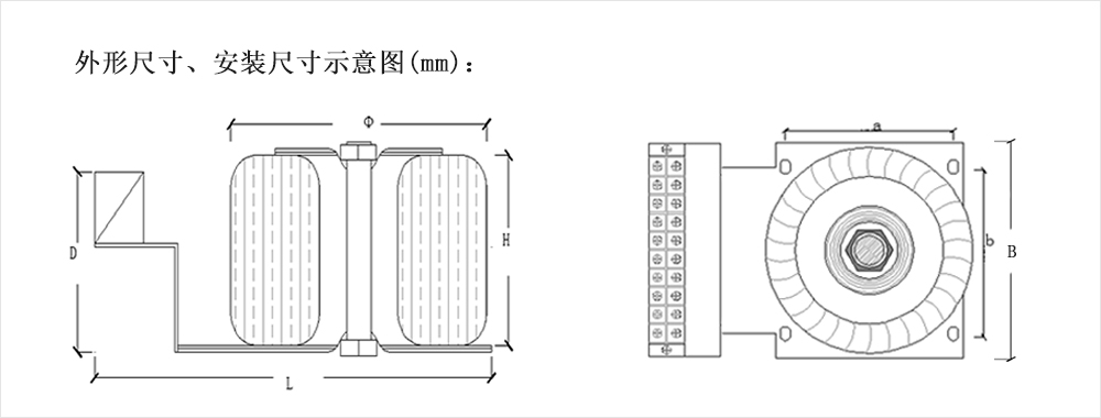 环形BK变压器尺寸示意图